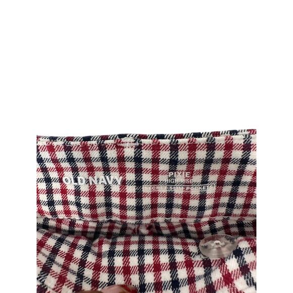 Old Navy Red Plaid Office Work Business High-Rise Pixie Pants Size 2 Petite - Picture 2 of 12